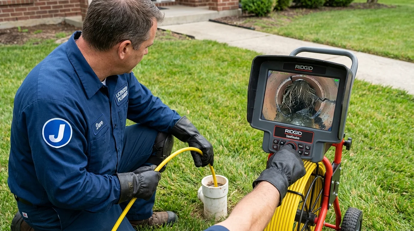 Sewer camera inspection being performed by Johns Plumbing LLC in Edinboro
